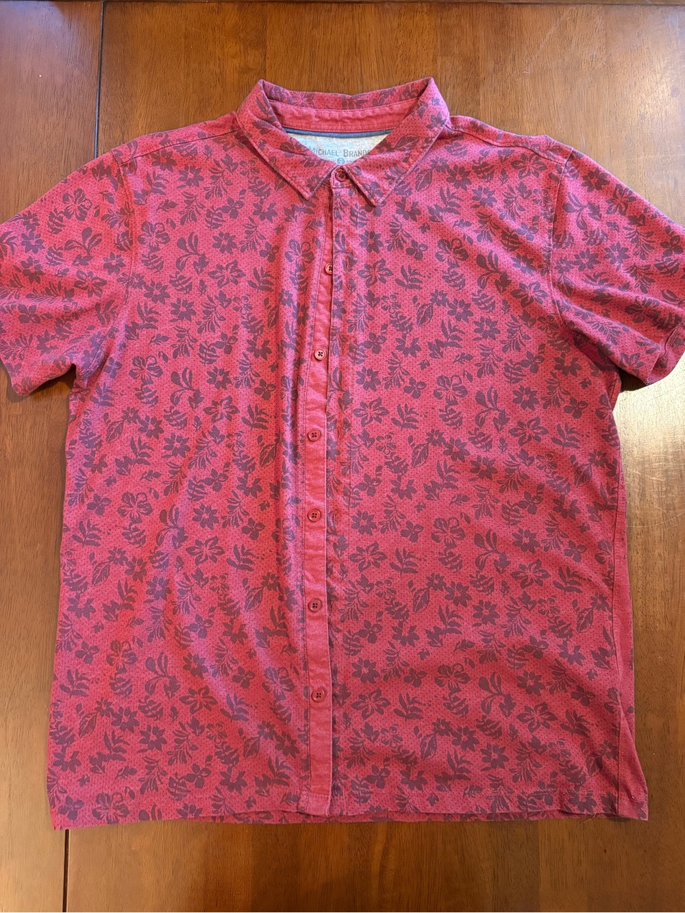 Michael Brandon Red Floral Short-Sleeve Button-Down Shirt